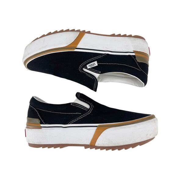 Vans Stacked Classic Slip Ons Black Gum Sneakers Size 9.5 Rare Platform Fit - Picture 3 of 9